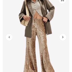 Free People Velvet Wide Leg Pants in Gold
